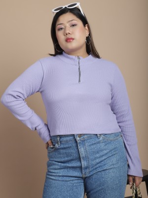 RIGO Casual Solid Women Purple Top