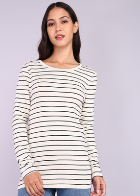 GAP Casual Striped Women Beige Top