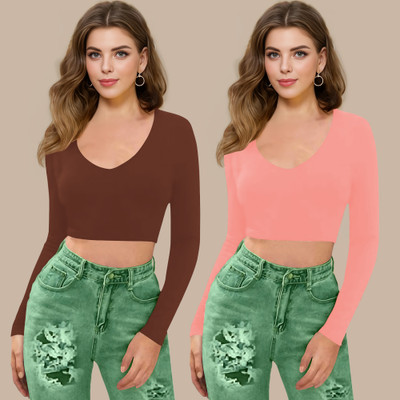 Maheshvi Casual Solid Women Pink Top