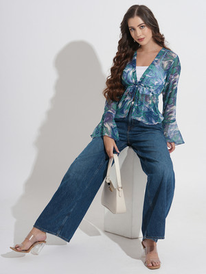 Dressberry Casual 3/4 Sleeve Printed Women Multicolor Top