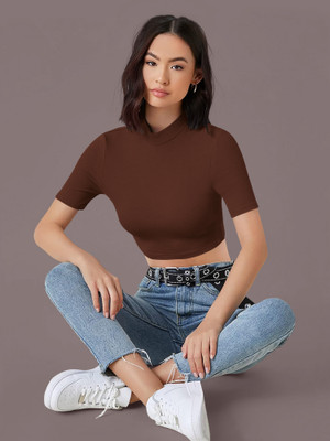 Kashonaa Casual Solid Women Brown Top