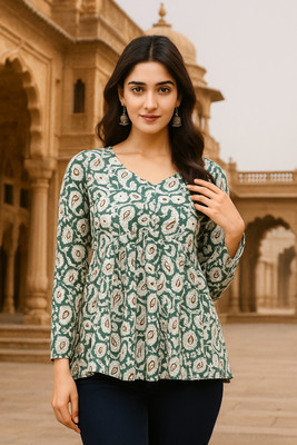 PS FASHION Casual Printed Women Green Top