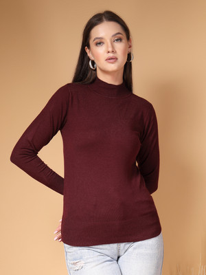 Mafadeny Self Design High Neck Casual Women Multicolor Sweater