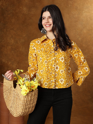 Janakdulari Creation Formal Printed Women Yellow Top