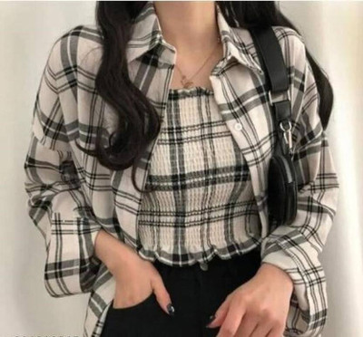 FABESCA Casual Checkered Women White Top