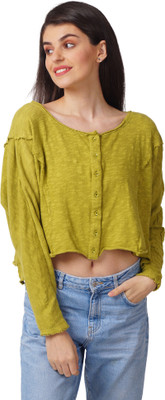 SELFYS Casual Self Design Women Green Top