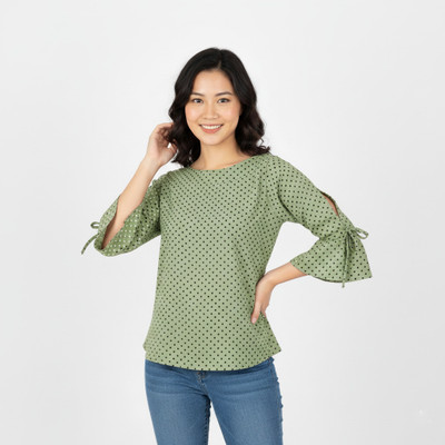 Blueribon Casual Solid Women Light Green Top