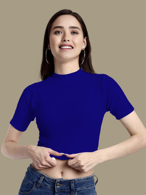 Dream Beauty Fashion Casual Solid Women Blue Top