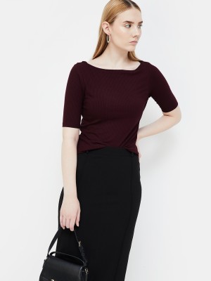 CODE by Lifestyle Casual Solid Women Maroon Top