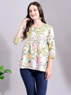SHE AND HE Casual Floral Print Women Multicolor Top