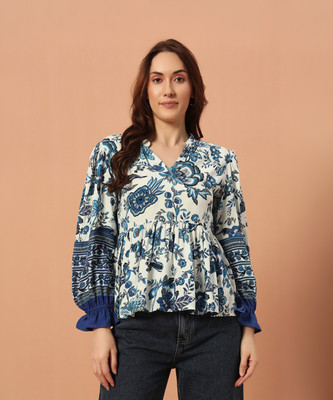 THE DRY STATE Casual Floral Print Women Multicolor, Blue Top