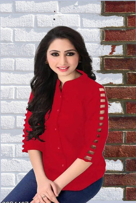 SHIVA Casual Solid Women Red Top