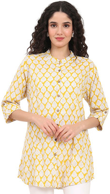 Carftwellstudio Casual Printed Women Yellow Top