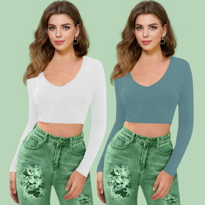 Kashonaa Casual Solid Women Light Blue Top