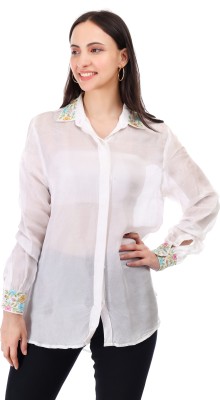 huegenz Party Embroidered Women White Top