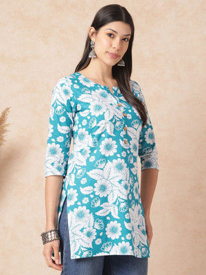 Janakdulari fashion Formal Floral Print Women Light Blue Top