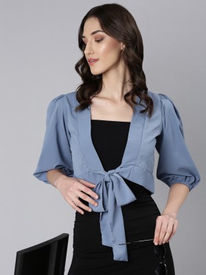 Showoff Casual Solid Women Blue Top