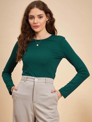 MINT STREET Casual Solid Women Green Top