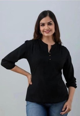 Ds Fashion Casual Solid Women Black Top