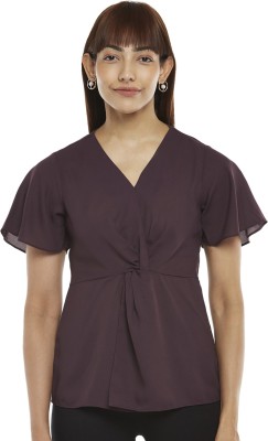 Annabelle by Pantaloons Casual Solid Women Purple Top