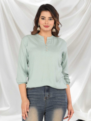 Himanc Enterprises Casual Solid Women Green Top