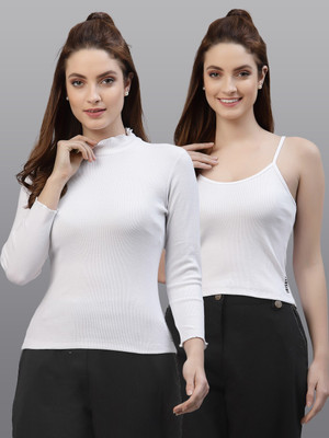FRISKERS Party Solid Women White Top