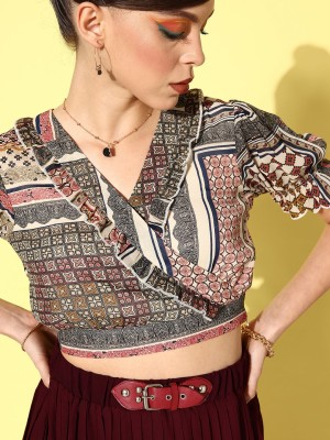 KASSUALLY Casual Printed Women Multicolor Top