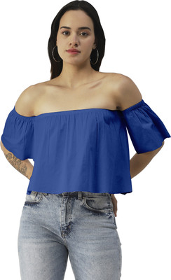 moomaya Casual Printed Women Blue Top