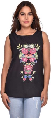 ritika enterprises Casual Printed Women Black Top