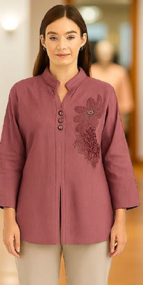 Arfashionhouse Casual Embroidered Women Pink Top