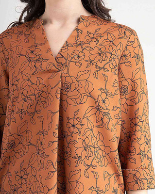 KALAXI Casual Printed Women Orange Top