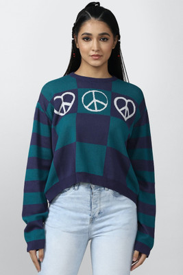 FOREVER 21 Casual Geometric Print Women Multicolor Top
