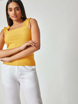 68% OFF on The Label Life Casual Solid Women Yellow Top 68% OFF on The Label Life Casual Solid Women Yellow Top