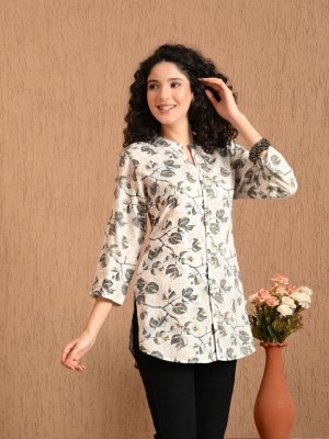 Meesan Casual Printed Women Grey, Beige Top