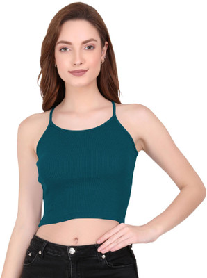 THE BLAZZE Casual Solid Women Dark Green Top