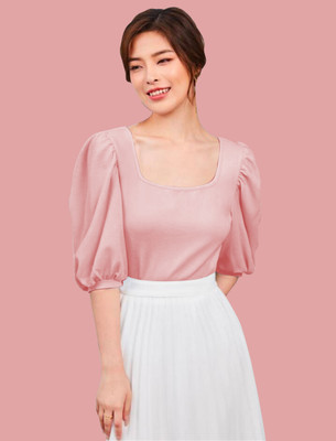 Maheshvi Casual Solid Women Pink Top