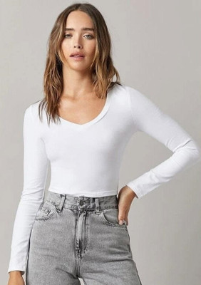 Omment Casual Solid Women White Top