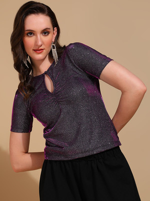 METRONAUT Party Solid Women Purple Top