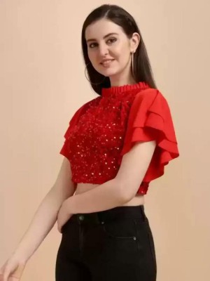 RICH APPAREL Party Embellished Women Red Top