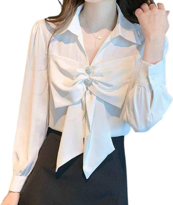 Dossier's Casual Solid Women White Top