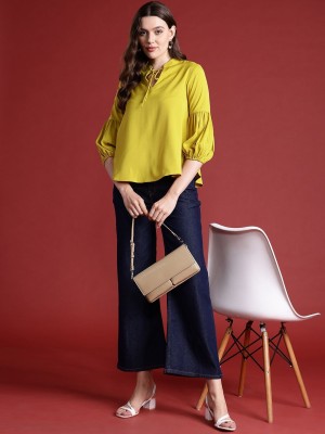 all about you Casual Solid Women Yellow Top