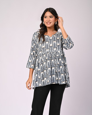 Rakshita Fashions Casual Printed Women Grey Top