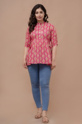 Murli Kurti Casual Printed Women Pink, Beige Top