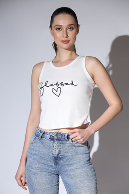 Leriya Fashion Casual Printed Women White Top