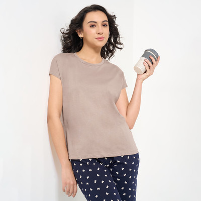 Dreamz by Pantaloons Casual Solid Women Beige Top