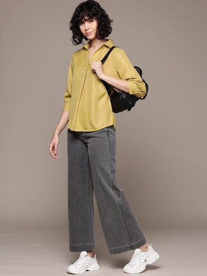 Roadster Casual Solid Women Yellow Top