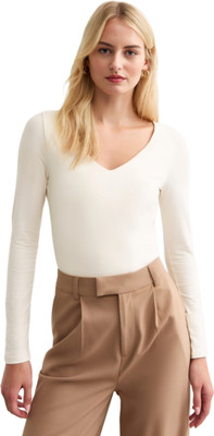 SIGHTBOMB Casual Solid Women White Top