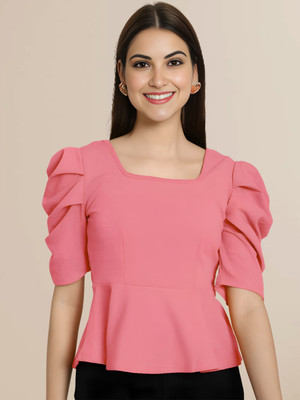 Mast & Harbour Casual Self Design Women Pink Top
