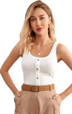 urban trees Casual Self Design Women White Top