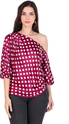 BoheeWohee Casual Polka Print Women Purple Top